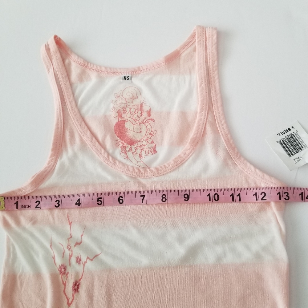 Blue Tattoo Flower Print Tank Top - Picture 8 of 10